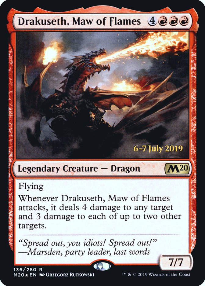 Drakuseth, Maw of Flames  [Core Set 2020 Prerelease Promos] | Cards and Coasters CA