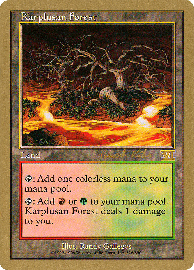 Karplusan Forest (Janosch Kuhn) [World Championship Decks 2000] | Cards and Coasters CA