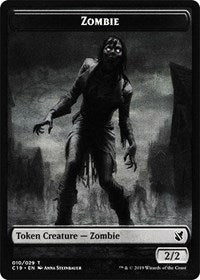 Zombie (010) // Zombie (011) Double-sided Token [Commander 2019 Tokens] | Cards and Coasters CA