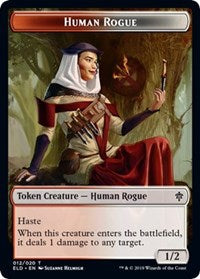 Human Rogue // Food (16) Double-sided Token [Throne of Eldraine Tokens] | Cards and Coasters CA