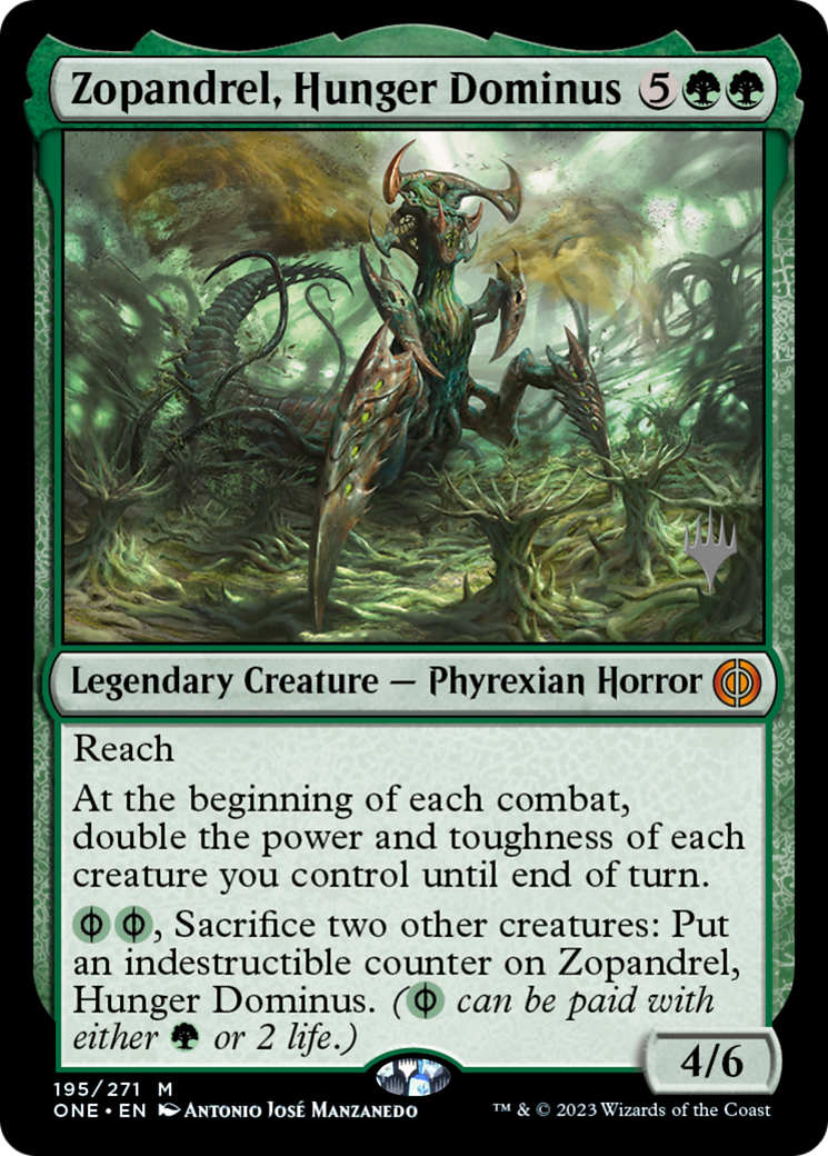 Zopandrel, Hunger Dominus (Promo Pack) [Phyrexia: All Will Be One Promos] | Cards and Coasters CA