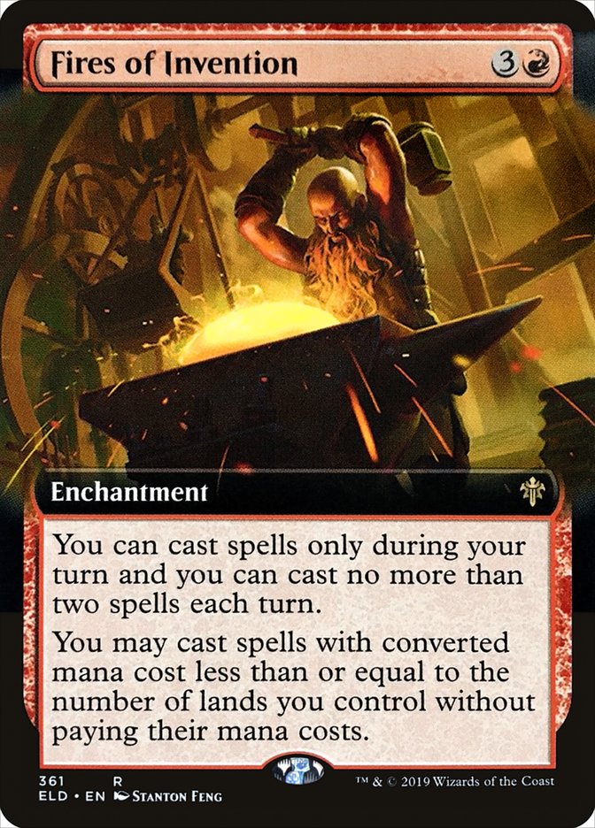 Fires of Invention (Extended Art) [Throne of Eldraine] | Cards and Coasters CA