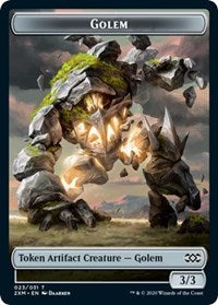 Golem // Elf Warrior Double-sided Token [Double Masters Tokens] | Cards and Coasters CA