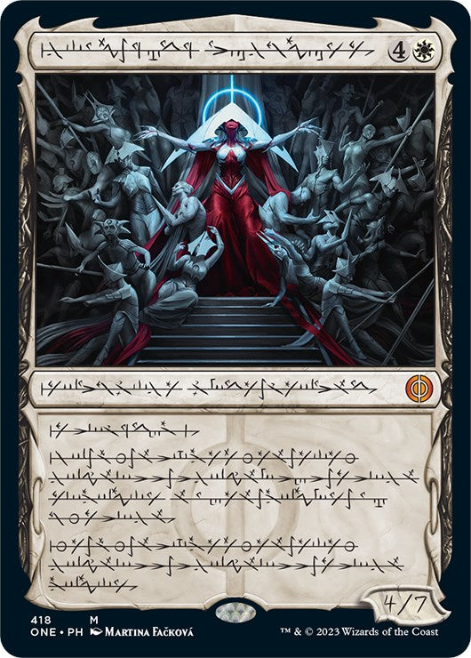 Elesh Norn, Mother of Machines (Phyrexian Step-and-Compleat Foil) [Phyrexia: All Will Be One] | Cards and Coasters CA