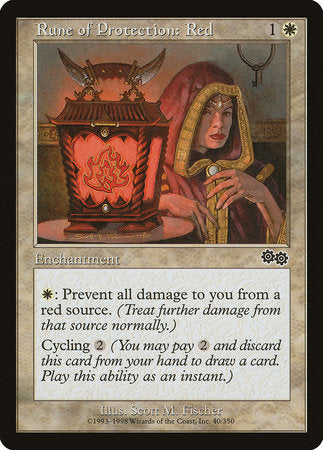 Rune of Protection: Red [Urza's Saga] | Cards and Coasters CA