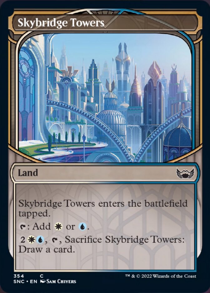 Skybridge Towers (Showcase Skyscraper) [Streets of New Capenna] | Cards and Coasters CA