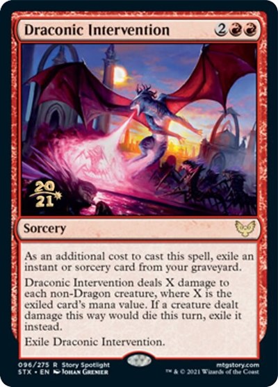 Draconic Intervention [Strixhaven: School of Mages Prerelease Promos] | Cards and Coasters CA