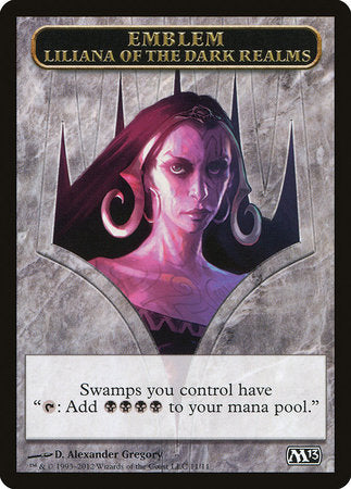 Emblem - Liliana of the Dark Realms [Magic 2013 Tokens] | Cards and Coasters CA