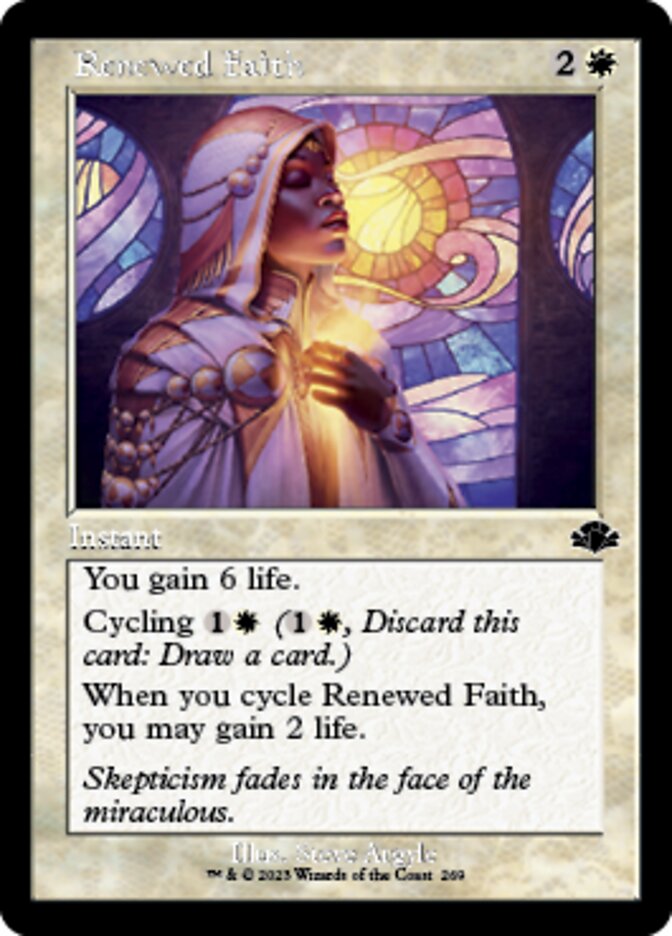 Renewed Faith (Retro) [Dominaria Remastered] | Cards and Coasters CA