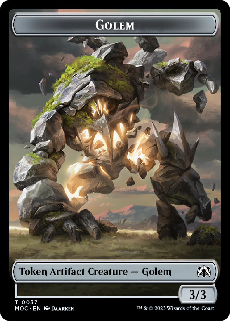 Golem // Blood Double-Sided Token [March of the Machine Commander Tokens] | Cards and Coasters CA