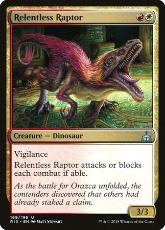 Relentless Raptor [Rivals of Ixalan] | Cards and Coasters CA