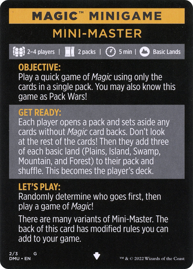 Mini-Master (Magic Minigame) [Commander Legends: Battle for Baldur's Gate Minigame] | Cards and Coasters CA