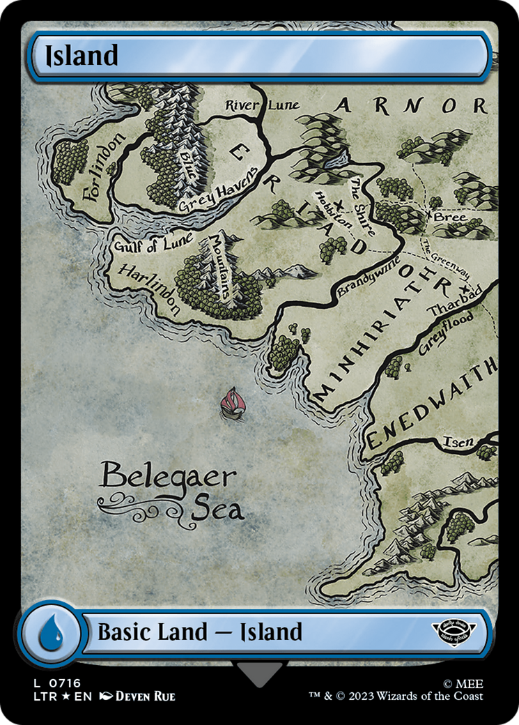 Island (0716) (Surge Foil) [The Lord of the Rings: Tales of Middle-Earth] | Cards and Coasters CA