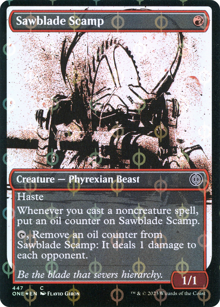 Sawblade Scamp (Showcase Ichor Step-and-Compleat Foil) [Phyrexia: All Will Be One] | Cards and Coasters CA