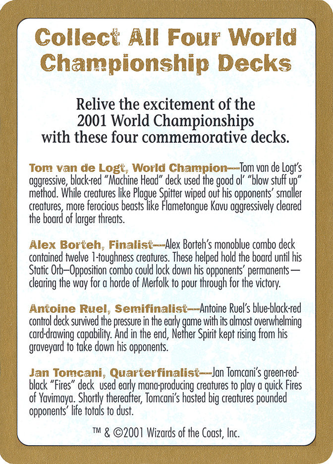 2001 World Championships Ad [World Championship Decks 2001] | Cards and Coasters CA
