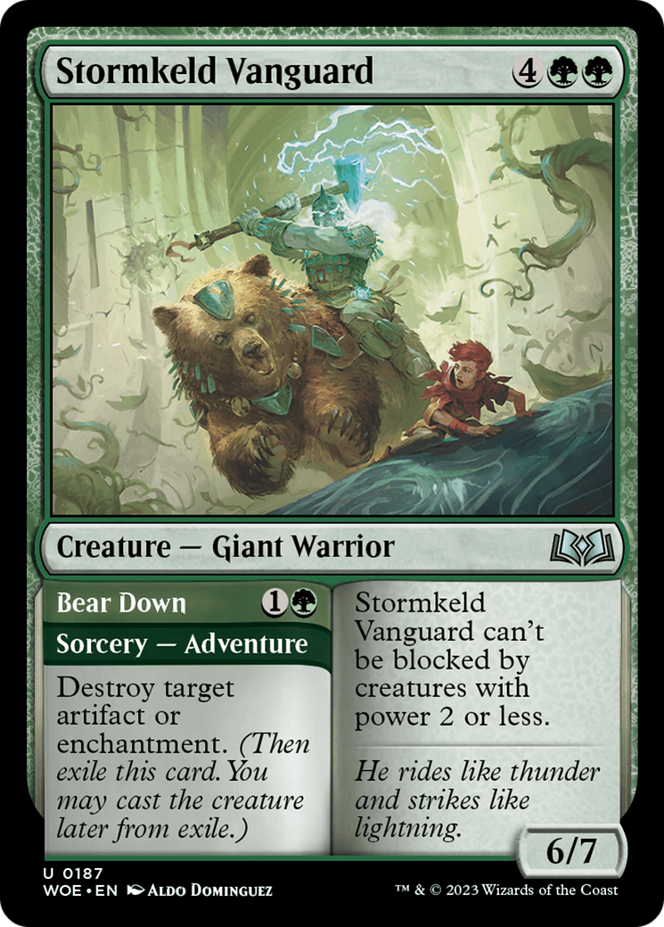 Stormkeld Vanguard // Bear Down [Wilds of Eldraine] | Cards and Coasters CA