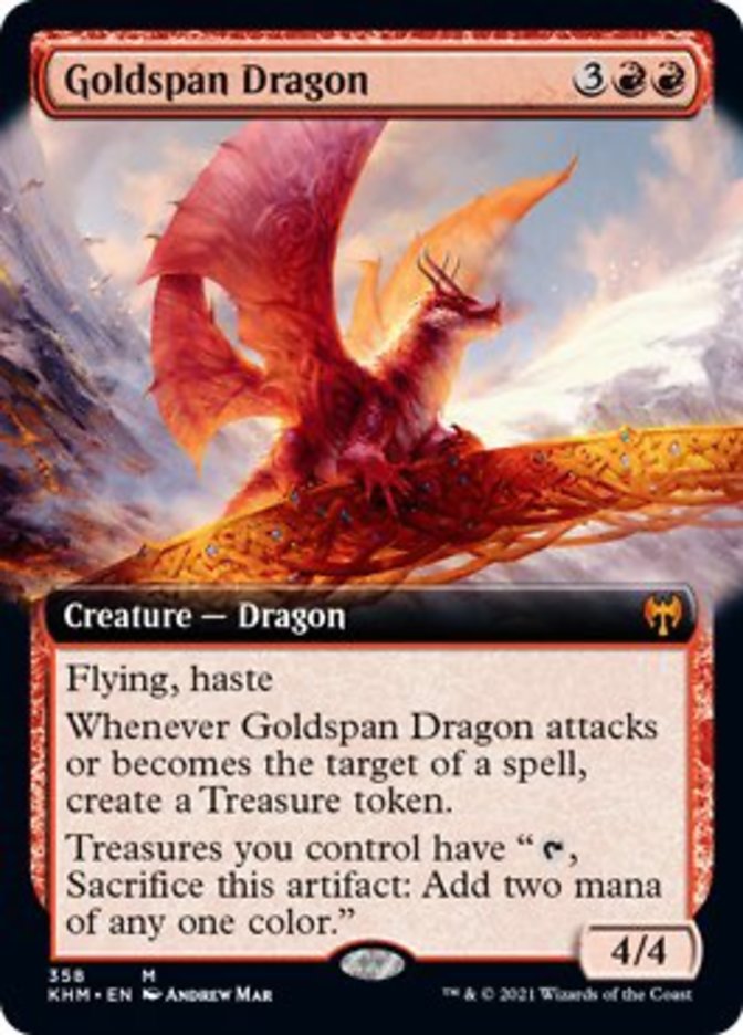 Goldspan Dragon (Extended Art) [Kaldheim] | Cards and Coasters CA