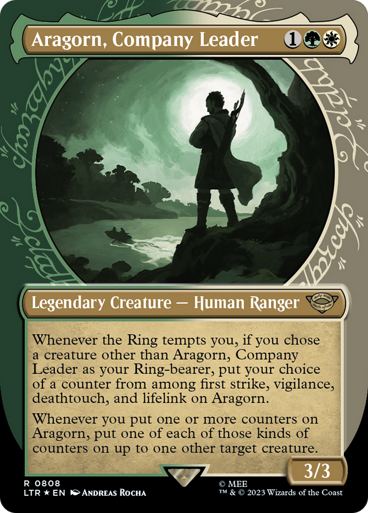 Aragorn, Company Leader (Showcase) (Surge Foil) [The Lord of the Rings: Tales of Middle-Earth] | Cards and Coasters CA