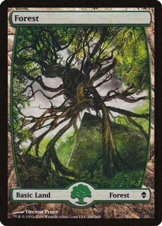 Forest (249) - Full Art [Zendikar] | Cards and Coasters CA