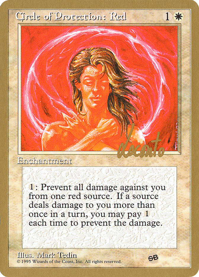 Circle of Protection: Red (Michael Loconto) (SB) (4ED) [Pro Tour Collector Set] | Cards and Coasters CA