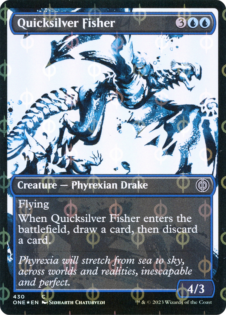 Quicksilver Fisher (Showcase Ichor Step-and-Compleat Foil) [Phyrexia: All Will Be One] | Cards and Coasters CA