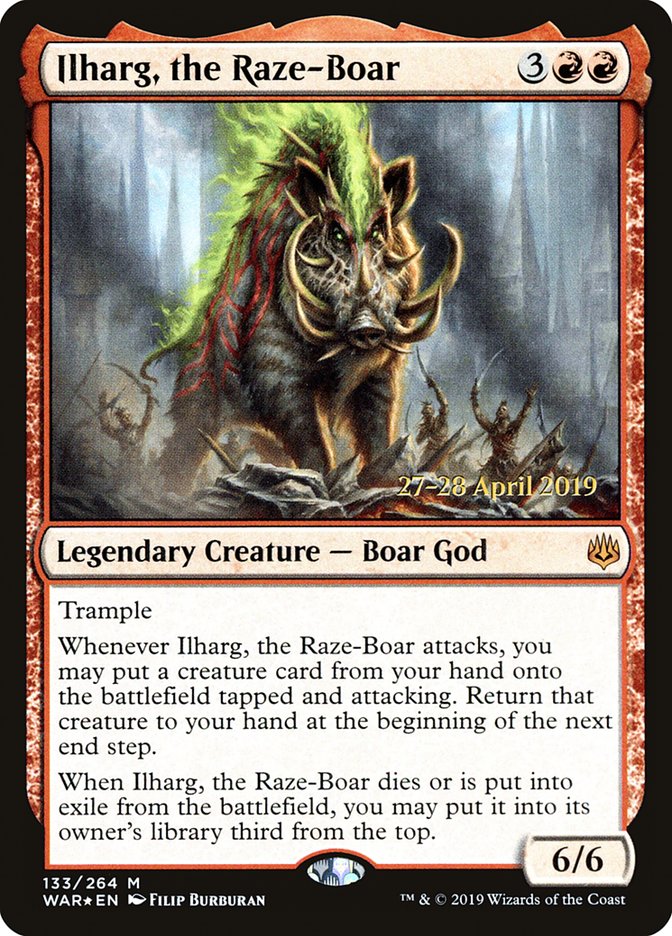 Ilharg, the Raze-Boar  [War of the Spark Prerelease Promos] | Cards and Coasters CA