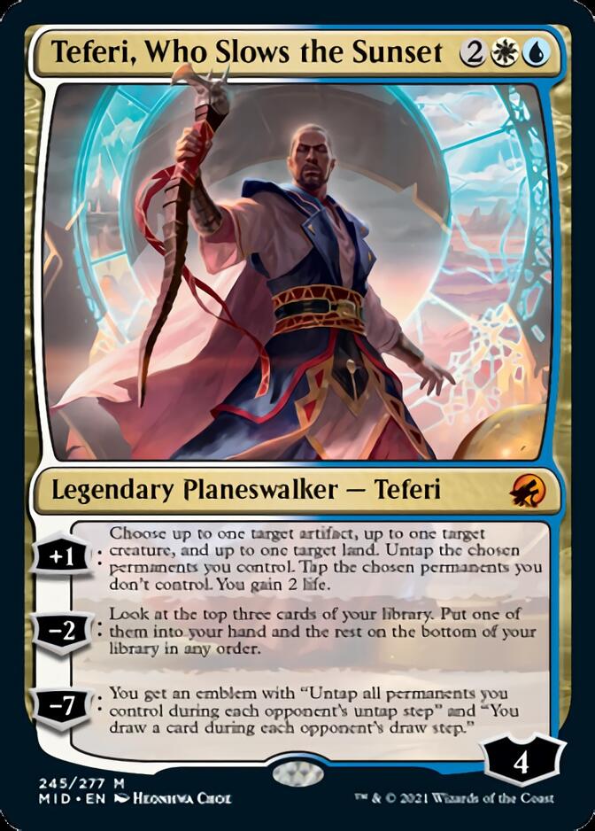 Teferi, Who Slows the Sunset [Innistrad: Midnight Hunt] | Cards and Coasters CA