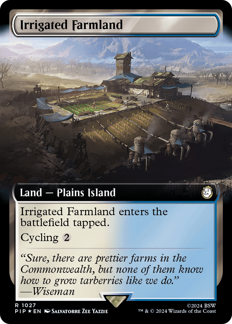 Irrigated Farmland (Extended Art) (Surge Foil) [Fallout] | Cards and Coasters CA