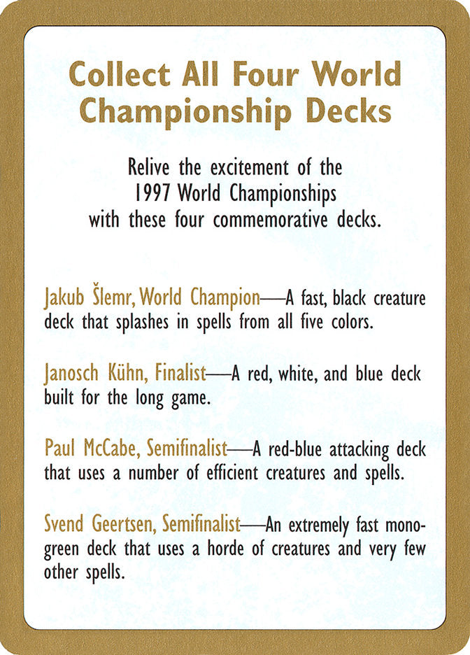 1997 World Championships Ad [World Championship Decks 1997] | Cards and Coasters CA