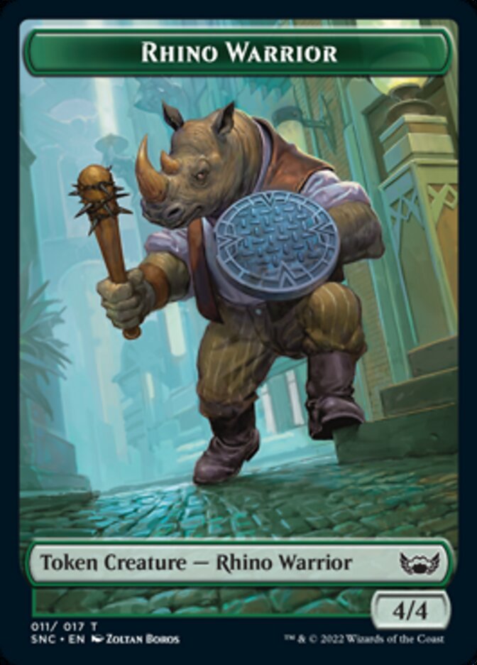 Ogre Warrior // Rhino Warrior Double-sided Token [Streets of New Capenna Tokens] | Cards and Coasters CA