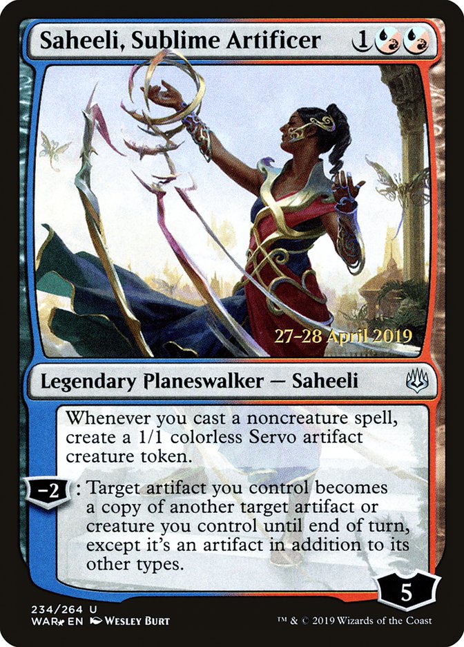 Saheeli, Sublime Artificer  [War of the Spark Prerelease Promos] | Cards and Coasters CA