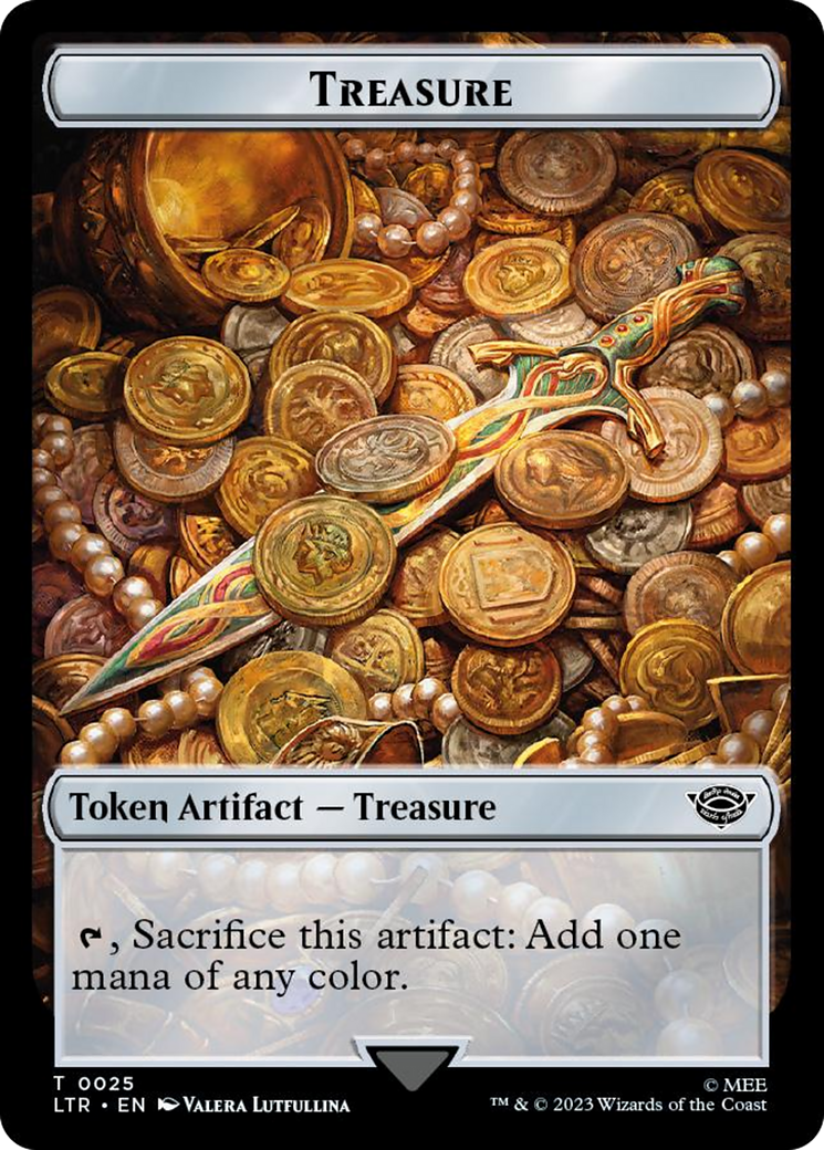 Treasure // Food (0024) Double-Sided Token (Surge Foil) [The Lord of the Rings: Tales of Middle-Earth Tokens] | Cards and Coasters CA