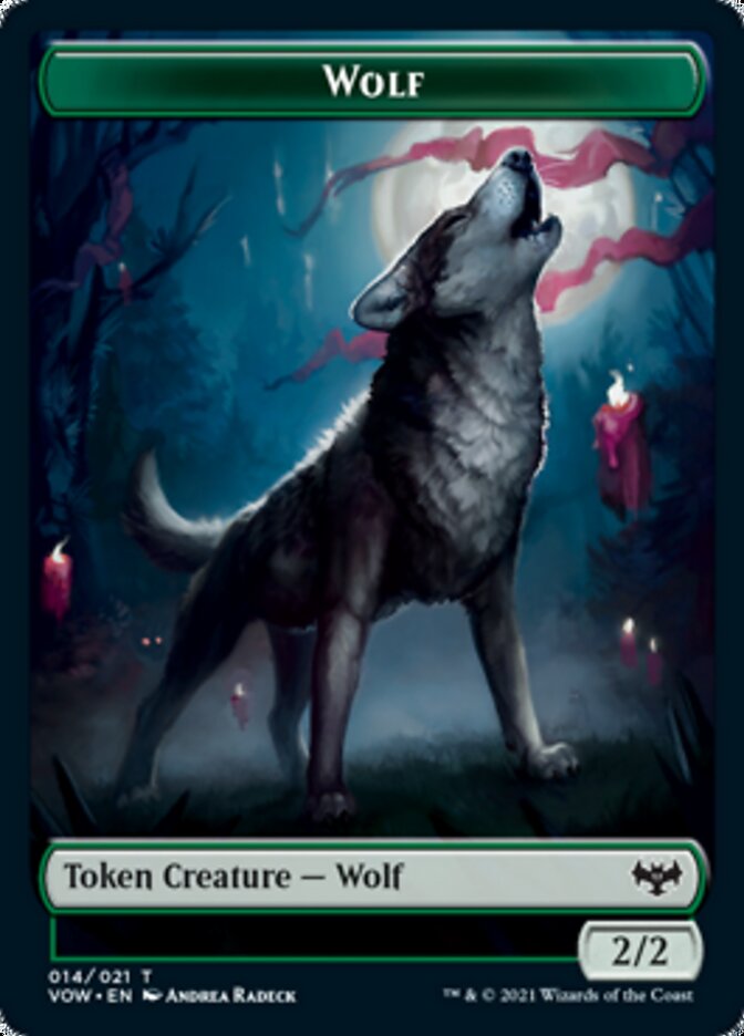 Zombie (008) // Wolf (014) Double-sided Token [Innistrad: Crimson Vow Tokens] | Cards and Coasters CA