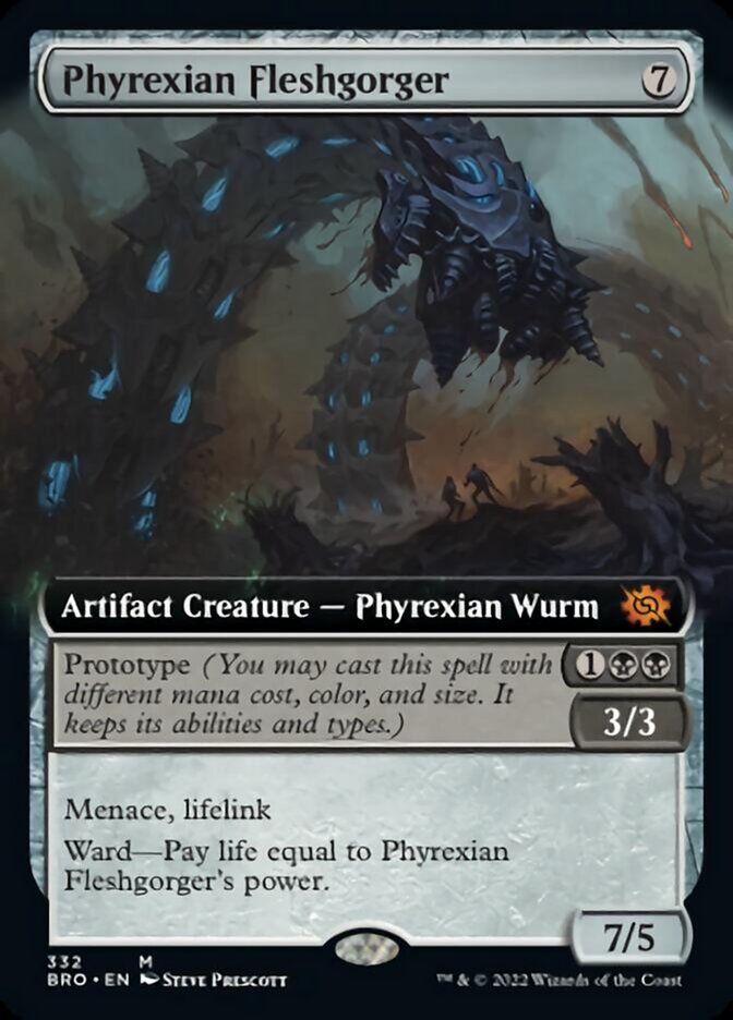 Phyrexian Fleshgorger (Extended Art) [The Brothers' War] | Cards and Coasters CA
