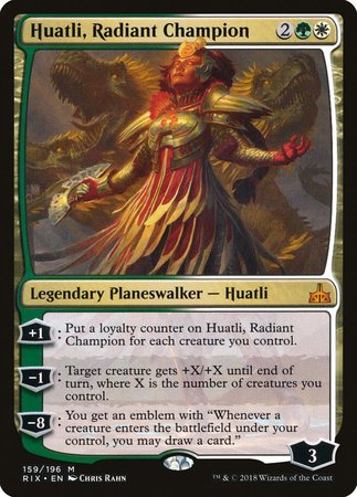 Huatli, Radiant Champion [Rivals of Ixalan] | Cards and Coasters CA