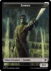 Salamander Warrior // Zombie Double-Sided Token [Murders at Karlov Manor Commander Tokens] | Cards and Coasters CA