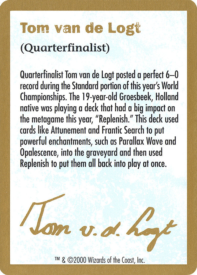 Tom van de Logt Bio [World Championship Decks 2000] | Cards and Coasters CA