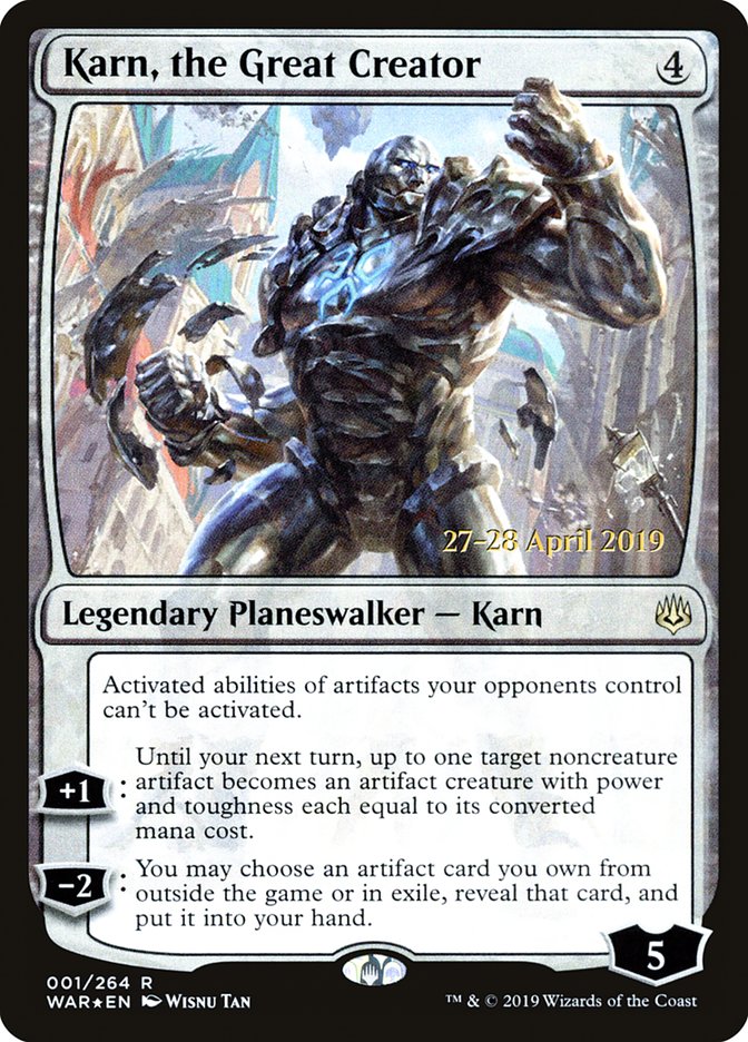 Karn, the Great Creator  [War of the Spark Prerelease Promos] | Cards and Coasters CA