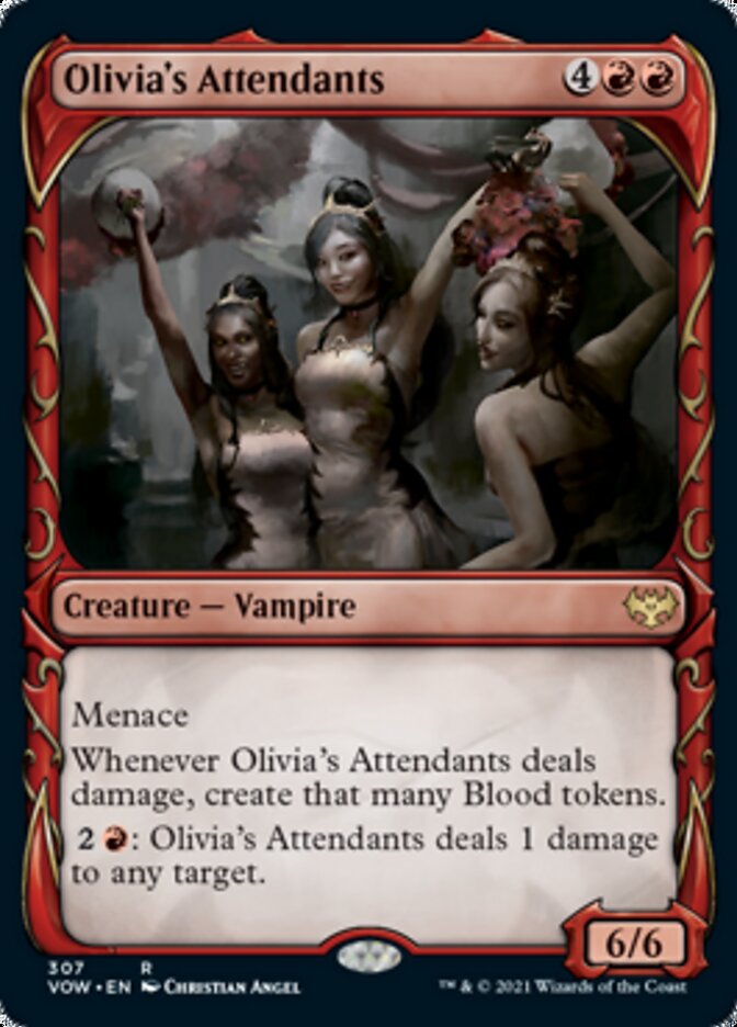 Olivia's Attendants (Showcase Fang Frame) [Innistrad: Crimson Vow] | Cards and Coasters CA