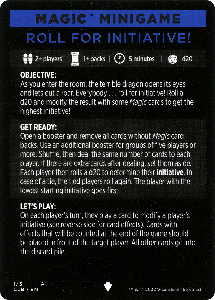 Roll for Initiative! (Magic Minigame) [Commander Legends: Battle for Baldur's Gate Minigame] | Cards and Coasters CA
