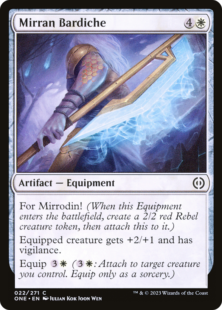 Mirran Bardiche [Phyrexia: All Will Be One] | Cards and Coasters CA