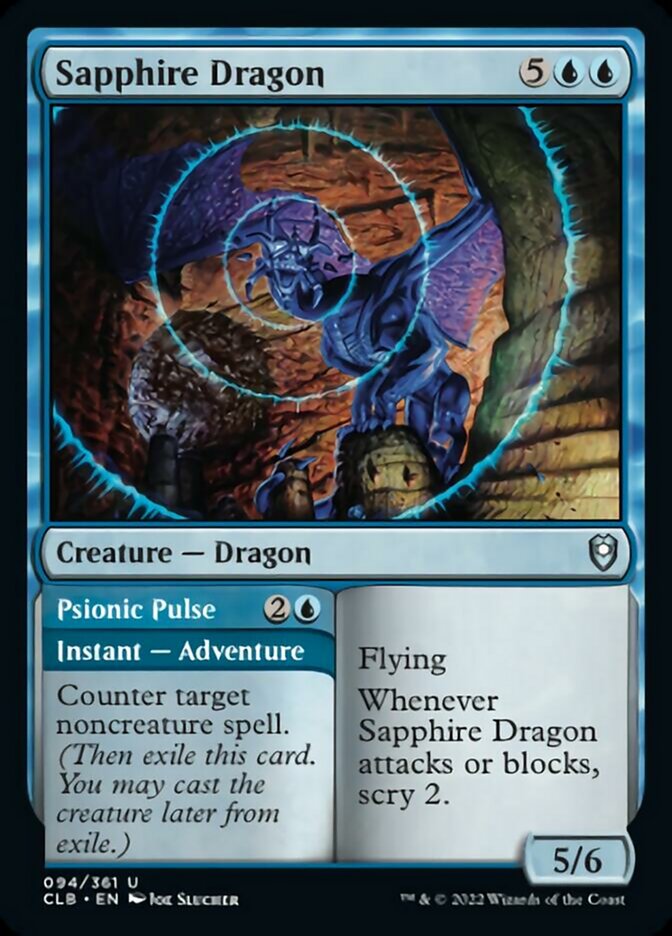 Sapphire Dragon // Psionic Pulse [Commander Legends: Battle for Baldur's Gate] | Cards and Coasters CA