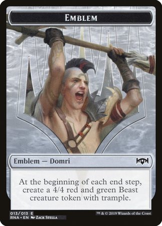 Emblem - Domri, Chaos Bringer [Ravnica Allegiance Tokens] | Cards and Coasters CA