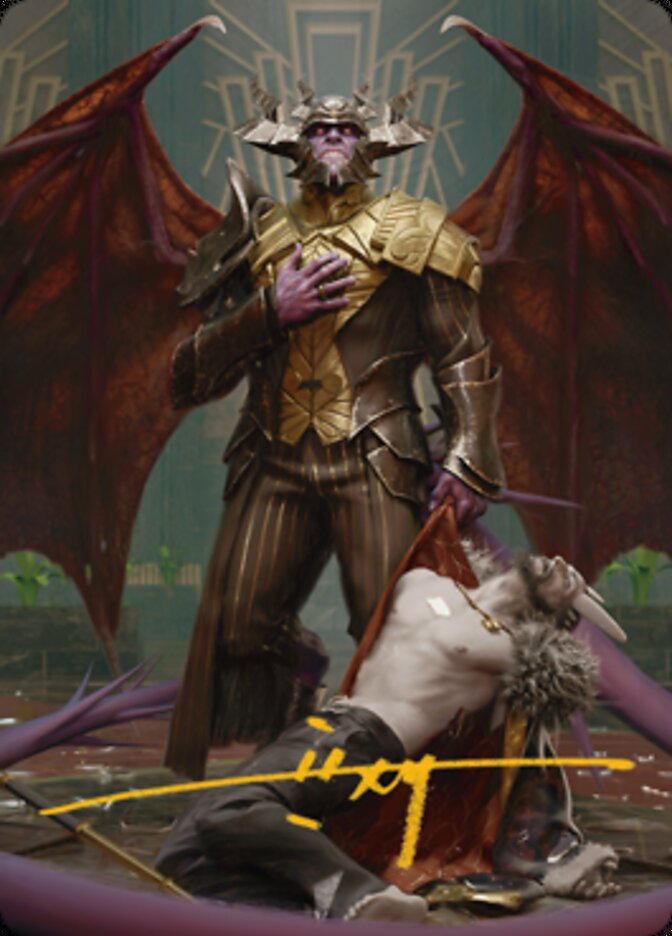 Ob Nixilis, the Adversary 1 Art Card (Gold-Stamped Signature) [Streets of New Capenna Art Series] | Cards and Coasters CA