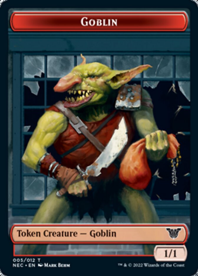 Smoke Blessing // Goblin Double-sided Token [Kamigawa: Neon Dynasty Commander Tokens] | Cards and Coasters CA