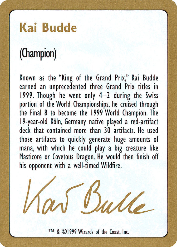 Kai Budde Bio [World Championship Decks 1999] | Cards and Coasters CA
