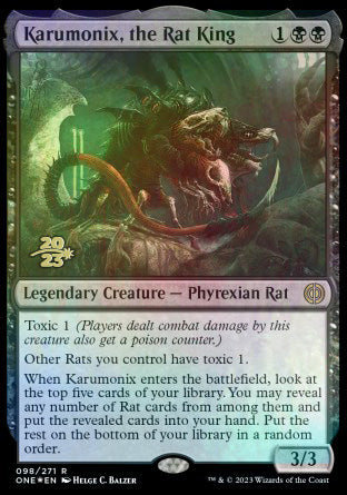 Karumonix, the Rat King [Phyrexia: All Will Be One Prerelease Promos] | Cards and Coasters CA