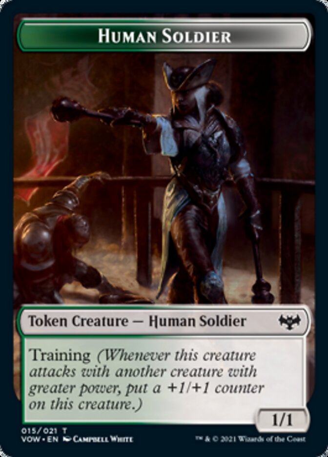 Zombie (008) // Human Soldier Double-sided Token [Innistrad: Crimson Vow Tokens] | Cards and Coasters CA