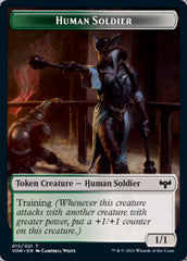 Zombie (008) // Human Soldier Double-sided Token [Innistrad: Crimson Vow Tokens] | Cards and Coasters CA