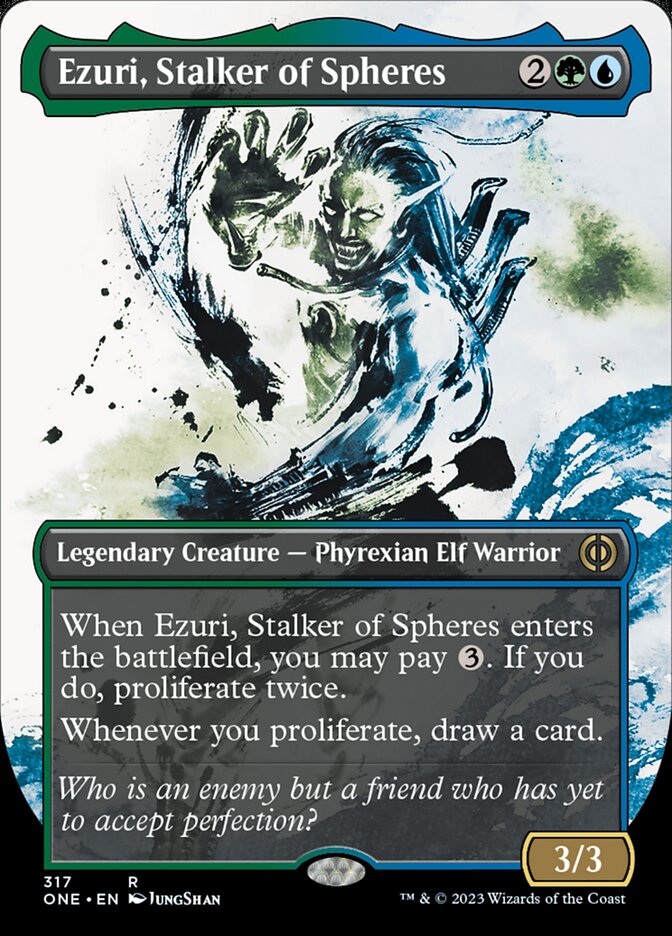 Ezuri, Stalker of Spheres (Borderless Ichor) [Phyrexia: All Will Be One] | Cards and Coasters CA